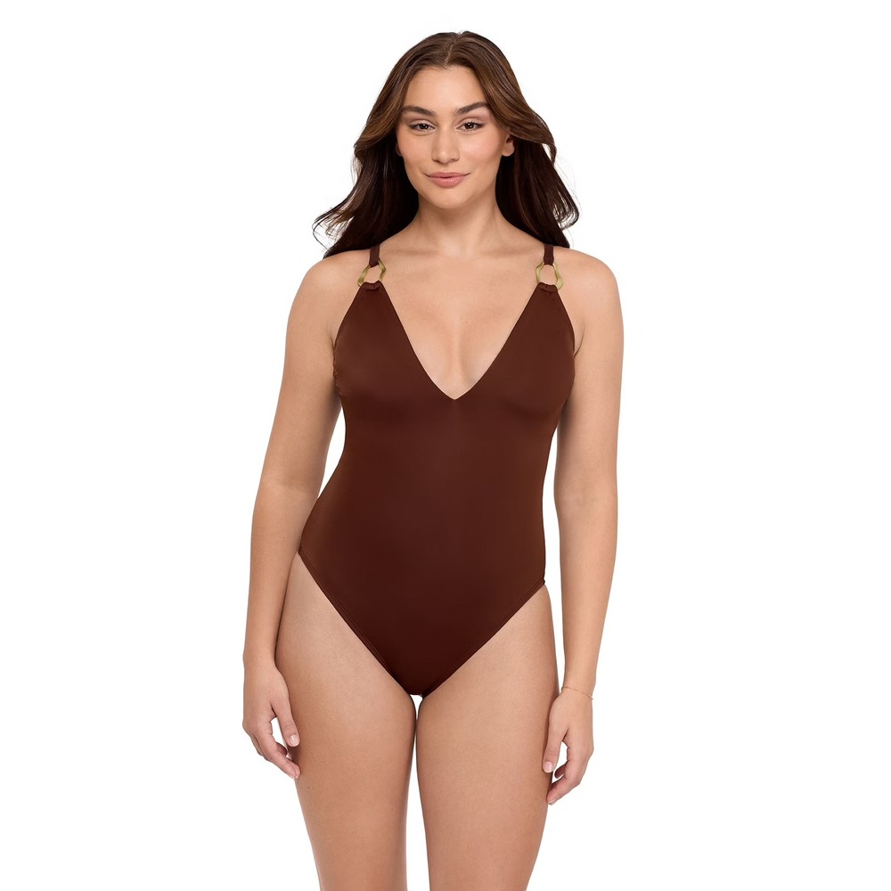 NEW $49 Sofia Vergaraโ Women's 1X Curvtex Plunge 360ยฐ Shaping One-Piece Swimsuit